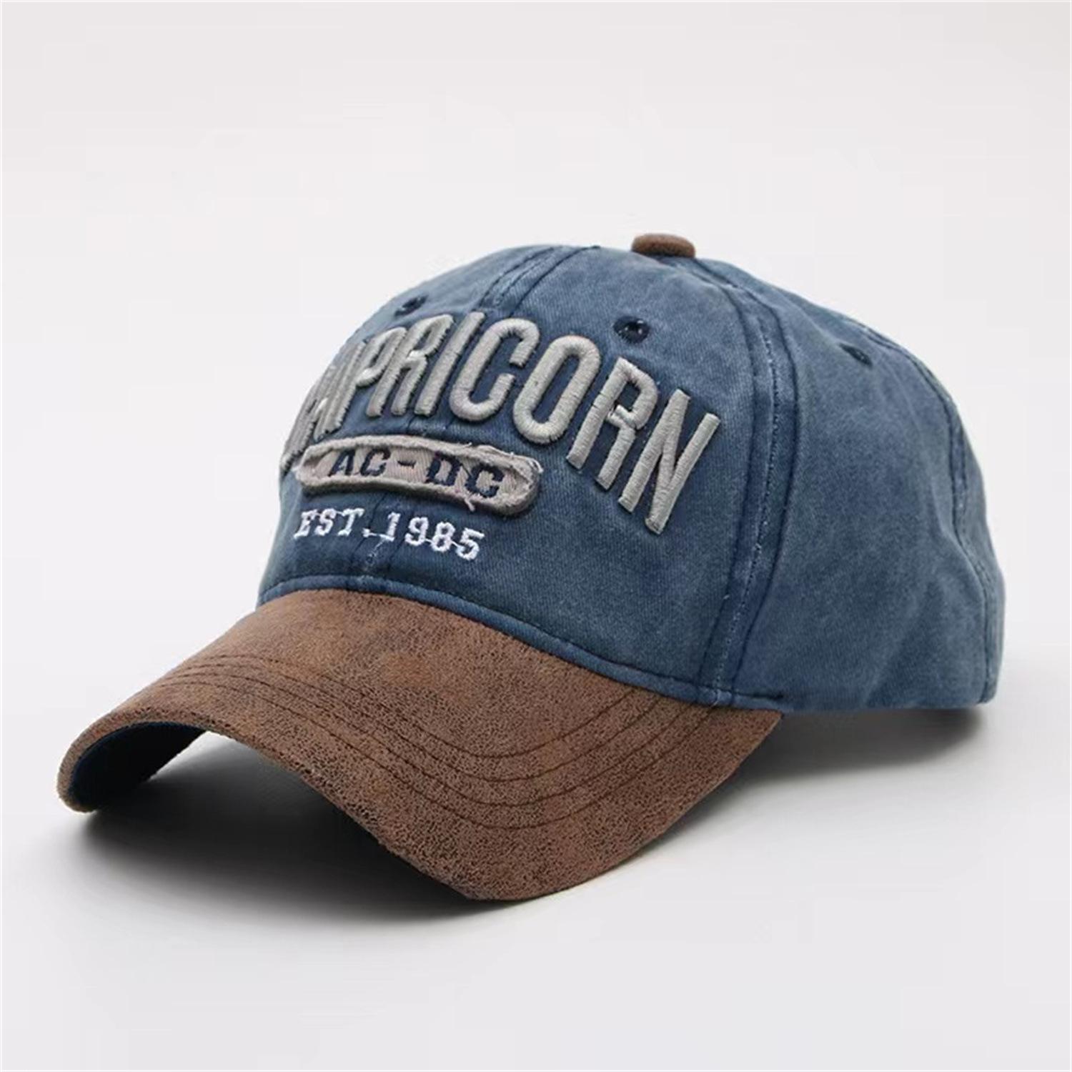 

Retro contrasting color street leisure niche embroidery cap big head circumference letters show face small baseball cap trendy brand Adjustable Темно-синій