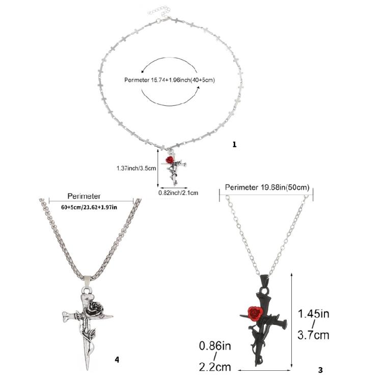 Versatile Crucifix Pendant Chain Rose Detailing Adjustable Necklace for Everyday Outfits Religious Accessory Jewelry