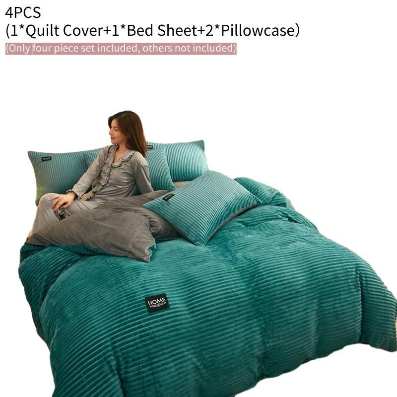 

Modern Minimalist Style Winter Magic Plush Four-piece Set Coral Fleece Thickened Crystal Double-sided Flannel Bedding Set 200×230cm/78.74*90.55in
