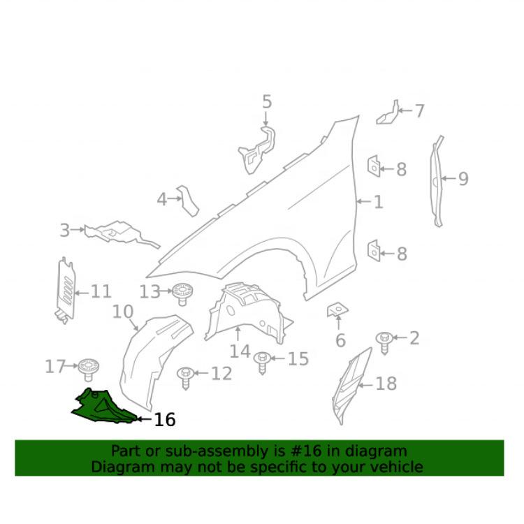 Front Lower Wheel Arch Liner for BMW 4 Series (Parts 51758070525, 51758070526)