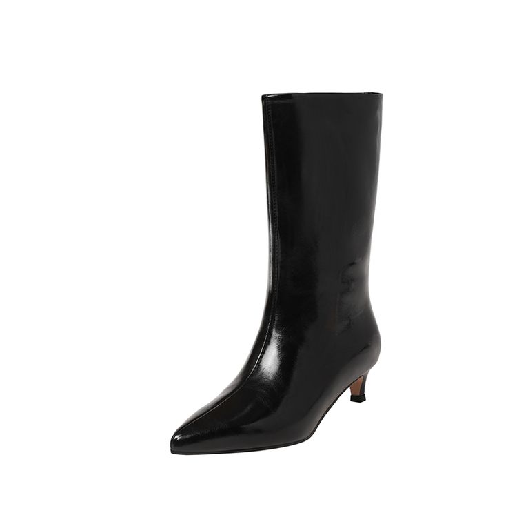 Fashion New Autumn Winter Split Leather Women Boot Shoes for Women Pointed Toe Mid-calf Boots Fashion Boots Handmade Zapatos De Mujer