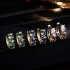 Elegant Female White Blue Green Rainbow Zircon Hoop Earrings Trendy Fashion Gold Color Wedding Jewelry For Women