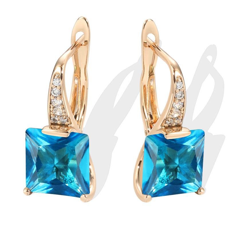 

1 пара серьги-клипсы принцессы белого, синего, зеленого цвета, многоцветные серьги-клипсы с камнями для женщин, висячие серьги с геометрическим узором, модные свадебные украшения цвет морской волны