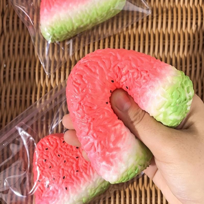 Watermelon Sushi Shaped Squeeze Toy Realistic Soft Food Stress Relief Sensory Fidget Toy for Kids Easter Basket Filler