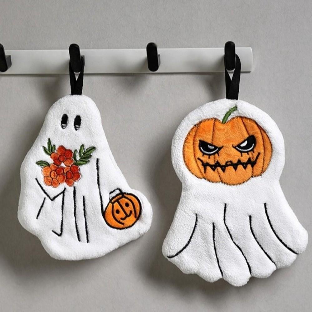 Coral Fleece Halloween Hand Towels Quick Drying Kitchen Towels Ghost Towel Halloween Gift