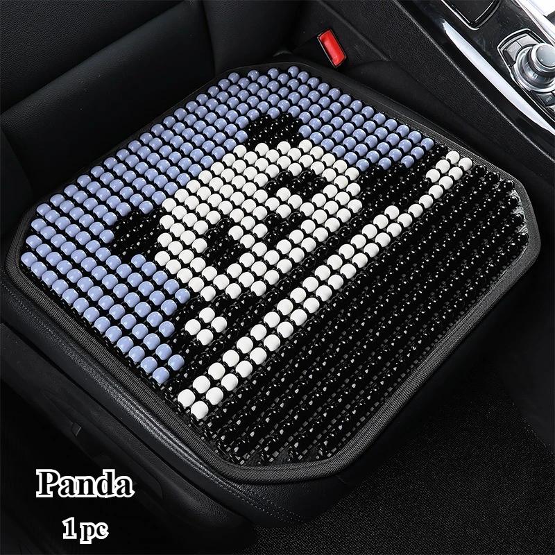 Adorable Cartoon Natural Wooden Bead Car Seat Cushion – Handmade, Breathable & All-Season Comfort