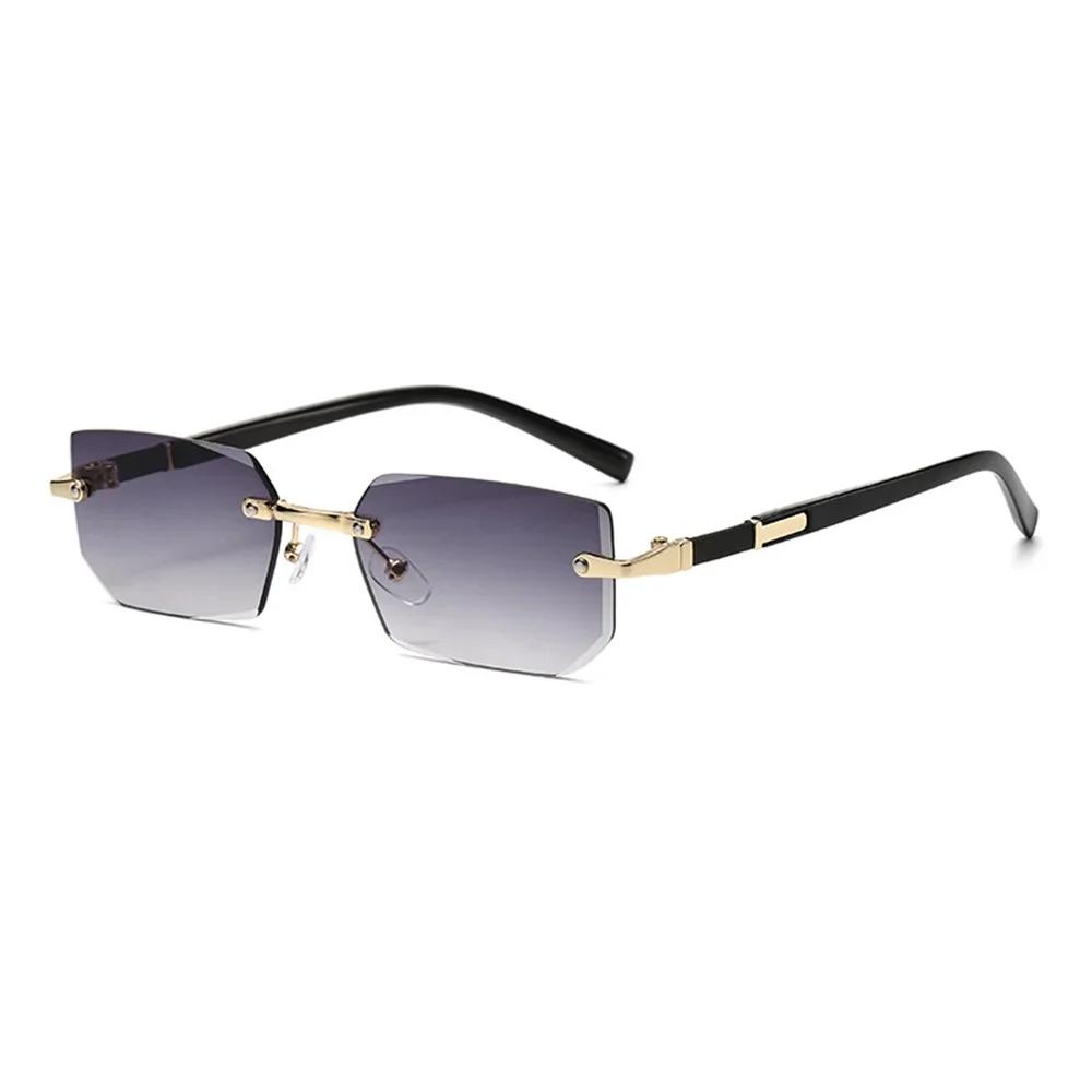 Randlose Kanten geschliffene Rechteck Sonnenbrille Unisex Rahmenlose Brille Designer Mode Vintage Quadratische Tönung Y2k Sonnenbrillen Brillen
