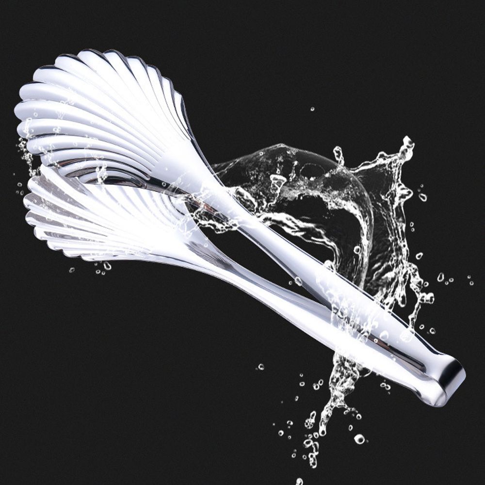 Creative Stainless Steel Food Tongs Shell Shape Non-Slip BBQ Clip Meat Salad Bread Barbecue Kitchen Accessories