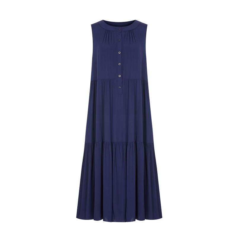 SELLY'S Sleeveless Tiered Loose Fit Long Dress_I6B-Cop020