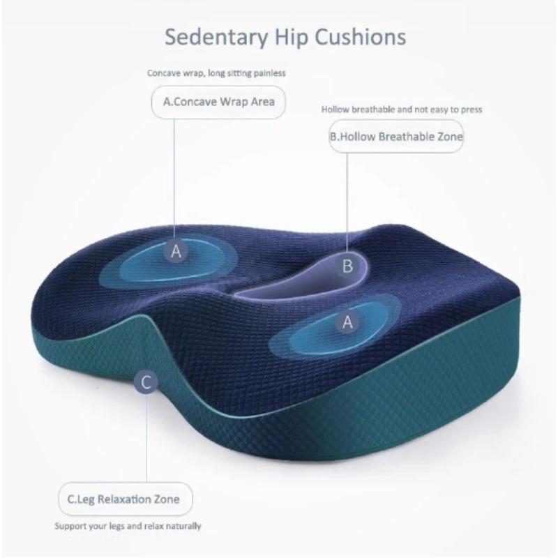 Memory Foam Seat Cushion Waist Back Support Pillow Set Orthopedic Ergonomic Coccyx Relief Hip Lumbar Pad for Office Chair Car