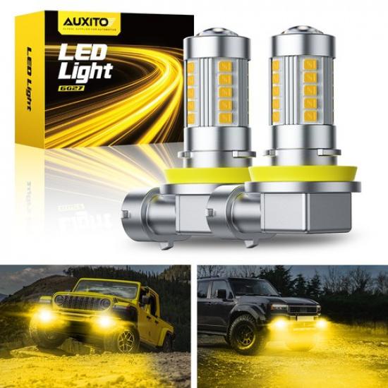 2x AUXITO H11 H8 LED Fog Light Bulbs Driving Lamp DRL Yellow 3000K High Power