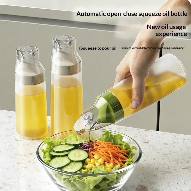 Squeeze Oil Bottle with Automatic Open Close Function for Efficient Home Seasoning Use