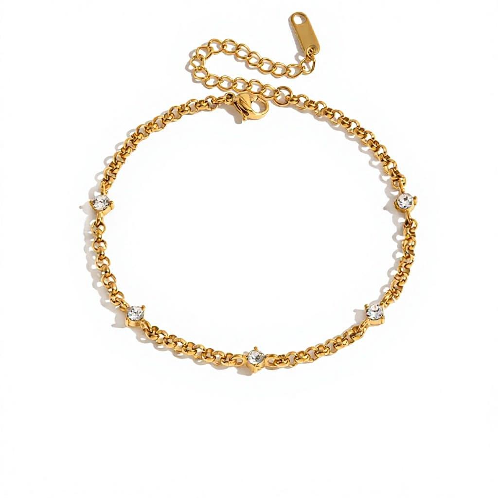 Stainless Steel 18K Gold Plated Multilayer Charm Bracelet Colorful CZ Beaded Stackable Bracelet Set for Women Fashion Jewelry