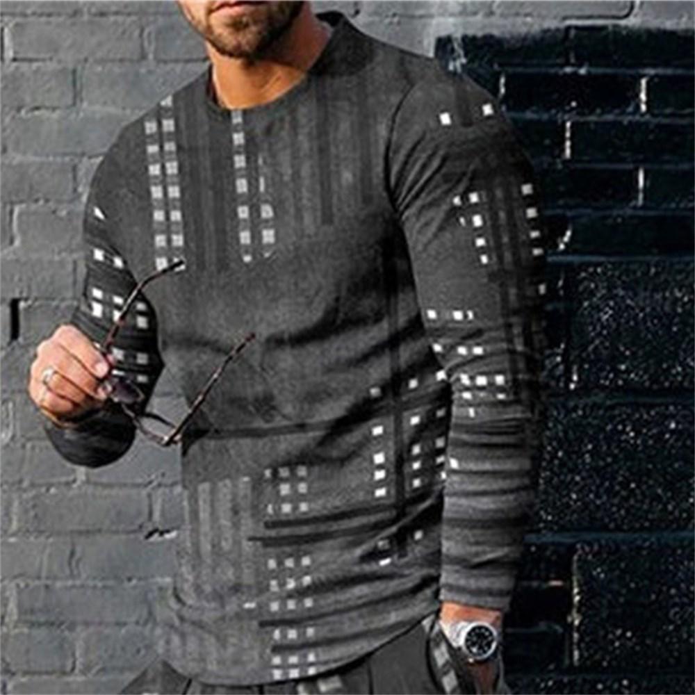 Tričko s 3D digitálním tiskem Street Trend Tričko s dlouhým rukávem Velké pánské dlouhé rukávy Neformální sportovní Pánské oblečení