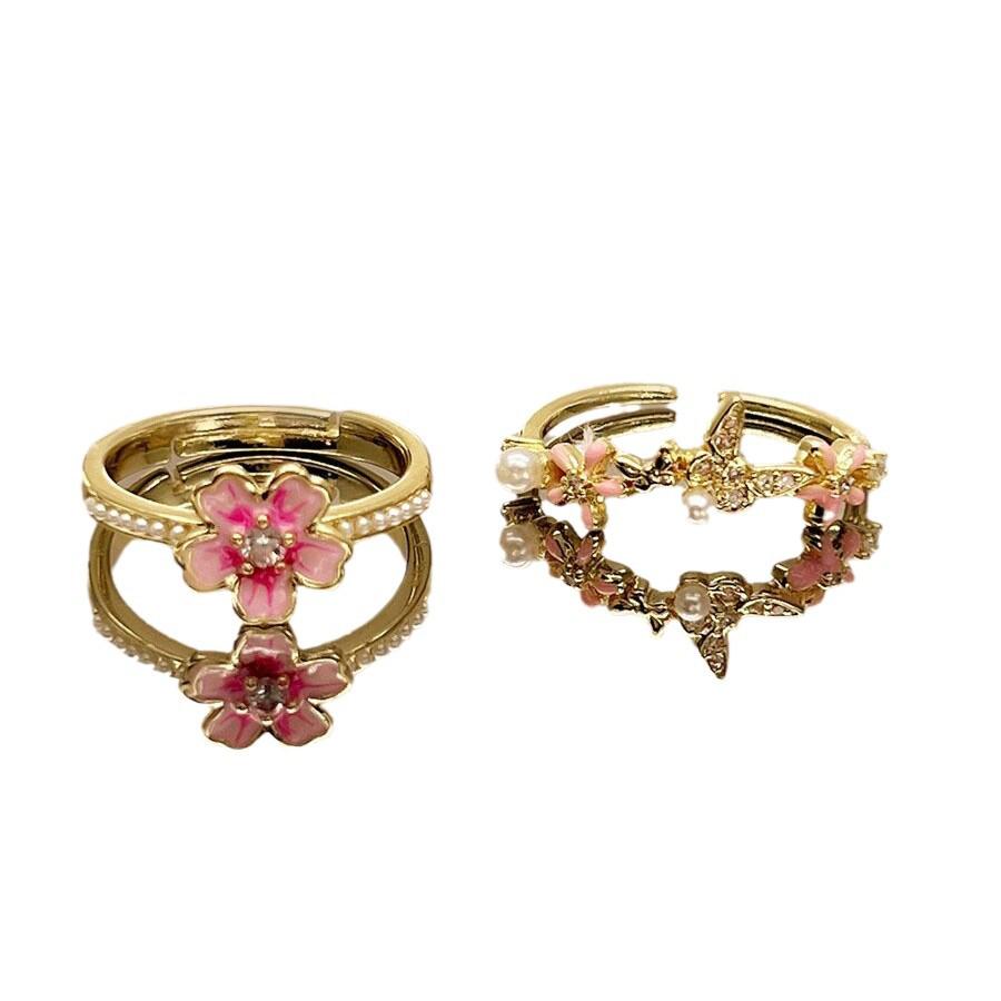 Cherry Blossom Pearl Open Ring for Women - Summer 2024 Fashionable High-End Index Finger Ring