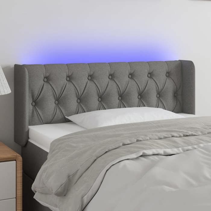 VidaXL Tête de Lit à LED Meuble de Chambre à Coucher Accessoire de Lit Simple Tête de Cadre de Lit Intérieur Gris Foncé 3123563