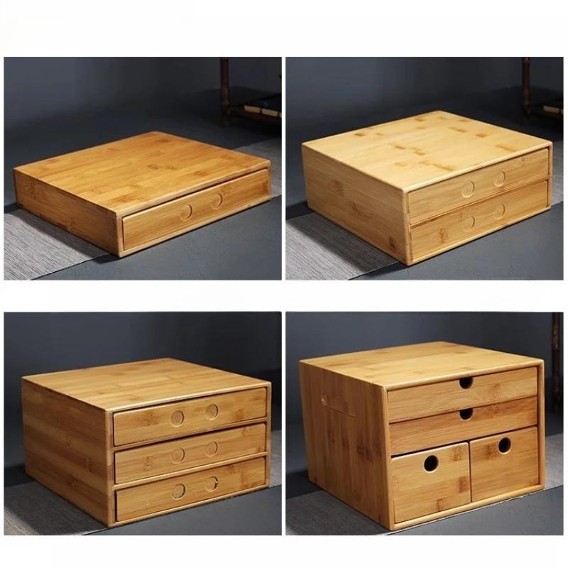 Full Bamboo Tea Box Puerh Tea Cake Box Simple Storage Organizer Multi-layer Tea Leaf Boxes Home Gift