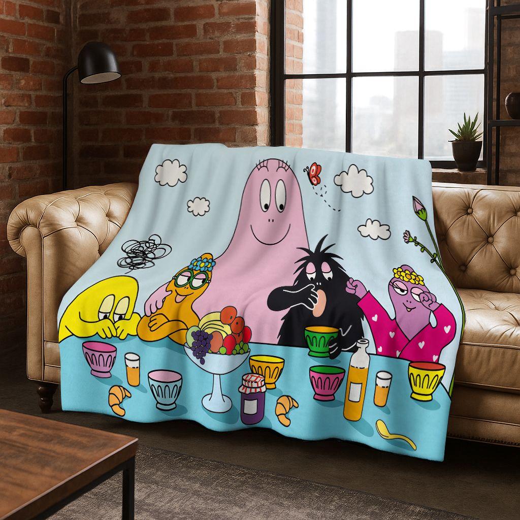 

Cartoon Les Barbapapa Barbamama Family 3D Flannel Blanket,Warm and Cozy Soft Throw Blanket for Home Bedroom Bed Sofa Cover Kids 75x90cm