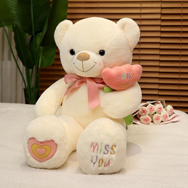 

Plush Fashion Toy Cute Delicate Teddy Bear Doll Doll Ladies Children Gift White Flower