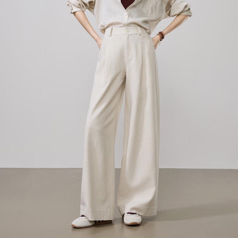 ESE-Y Women s Lyocell Linen Blend Wide-Leg Trousers 31