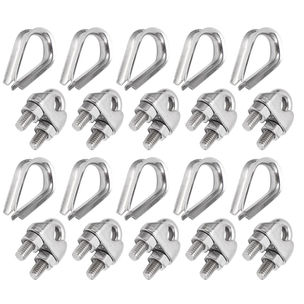 Abrazadera de Cuerda Marina de Acero Inoxidable 304 Resistencia a la Corrosión Collar para Cables de Acero para Cuerdas de Ropa Cuerdas de Tracción