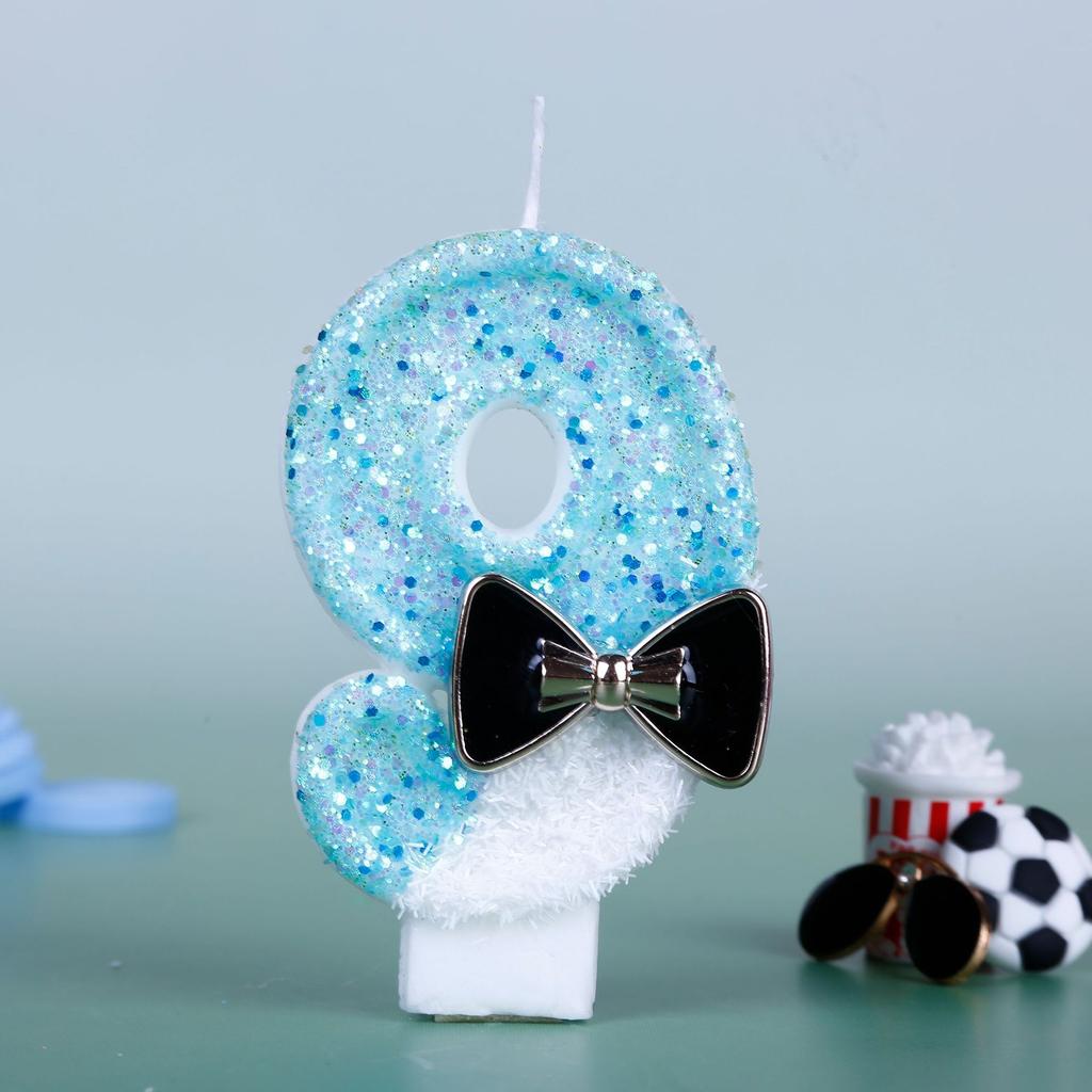 Birthday Candles Blue Glitter Birthday Cake Candles Number Candles Cake Topper Decoration for Wedding Party Kids Adults Number 5
