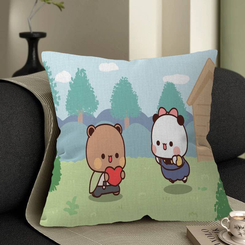 Süßer Cartoon Bubududu Panda Kissenbezug Zoll Bauernhaus Dekor Heim Überwurf Kissenbezüge für Sofadekorationen