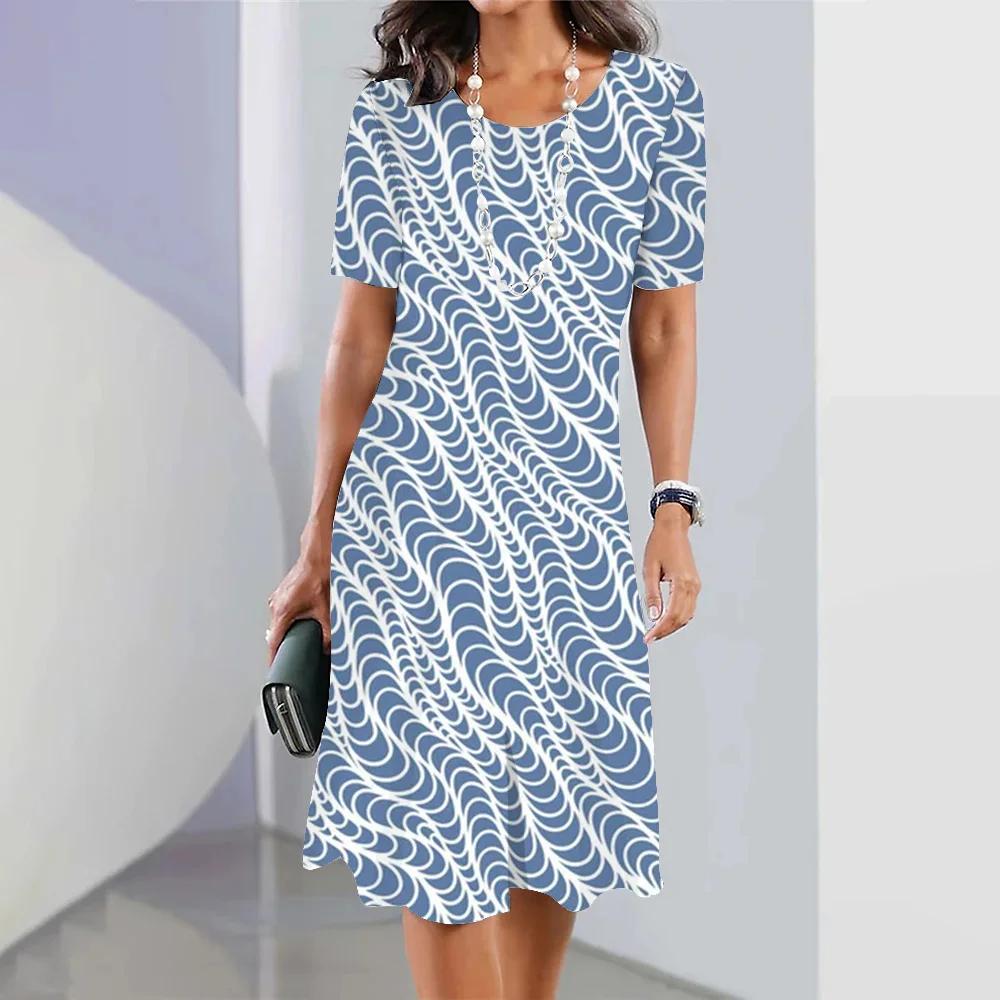 2026 Women's Summer Short-Sleeve Round-Neck Dress Casual Sexy 3D Printed Women's Wear