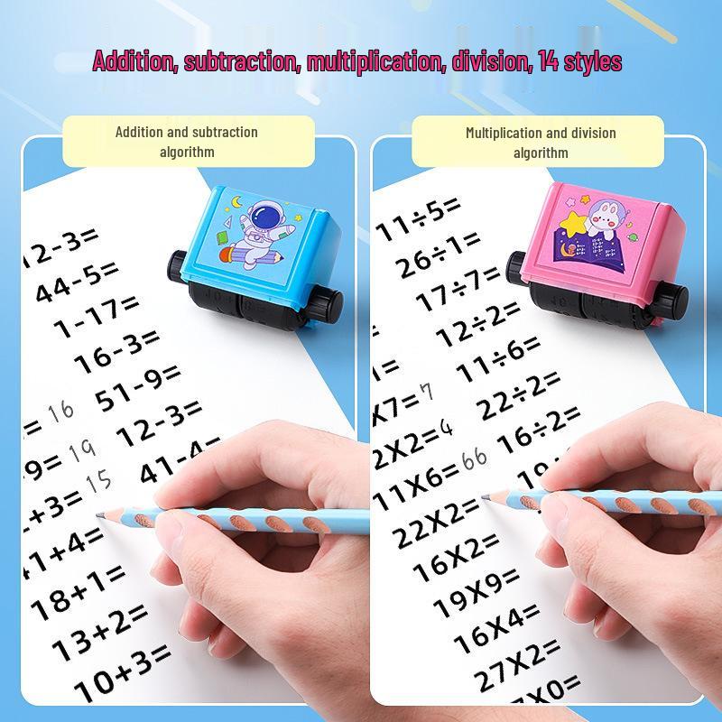 Math Roller Stamp for Kids - Multifunctional Teaching Aid for Addition, Subtraction, Multiplication, and Division