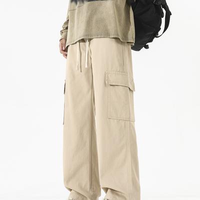 Workwear Pocket Casual Pants Men's Loose Straight Cotton Color Pants