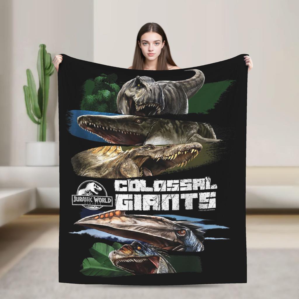 Jurassic Rebirth Spinosaurus Attack Världsplädar Dinosaurie Fleece Rolig Varm Pläd för Sängöverkast Höst/Vinter Utomhus