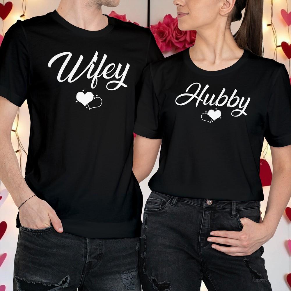 

Идеи парных нарядов на День святого Валентина. Парные футболки «Жена» и «Муж». Те #ВД 4XL