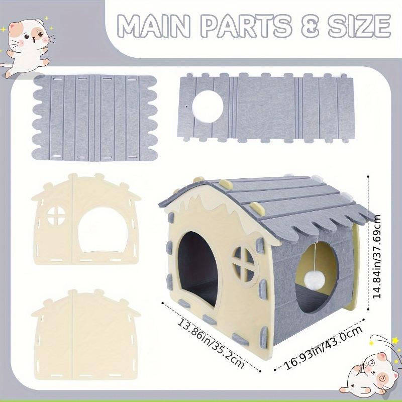 Foldable Durable Semi Enclosed Minimalist Felt Cat House For Indoor Cats All Seasons