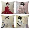 Japanese Lady Classic Cushion Cover Pattern Printed Pillowcase for Living Room Sofa Cushion Cover & Bedroom Decor