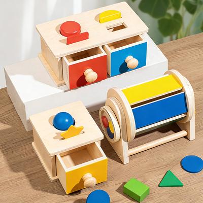 Baby Montessori Objekt Permanentes Münzbox-Drop Sensorisches Spielzeug Farbensortierung Zuordnung Feinmotorik Frühes Lernen Entwicklungsspielzeug