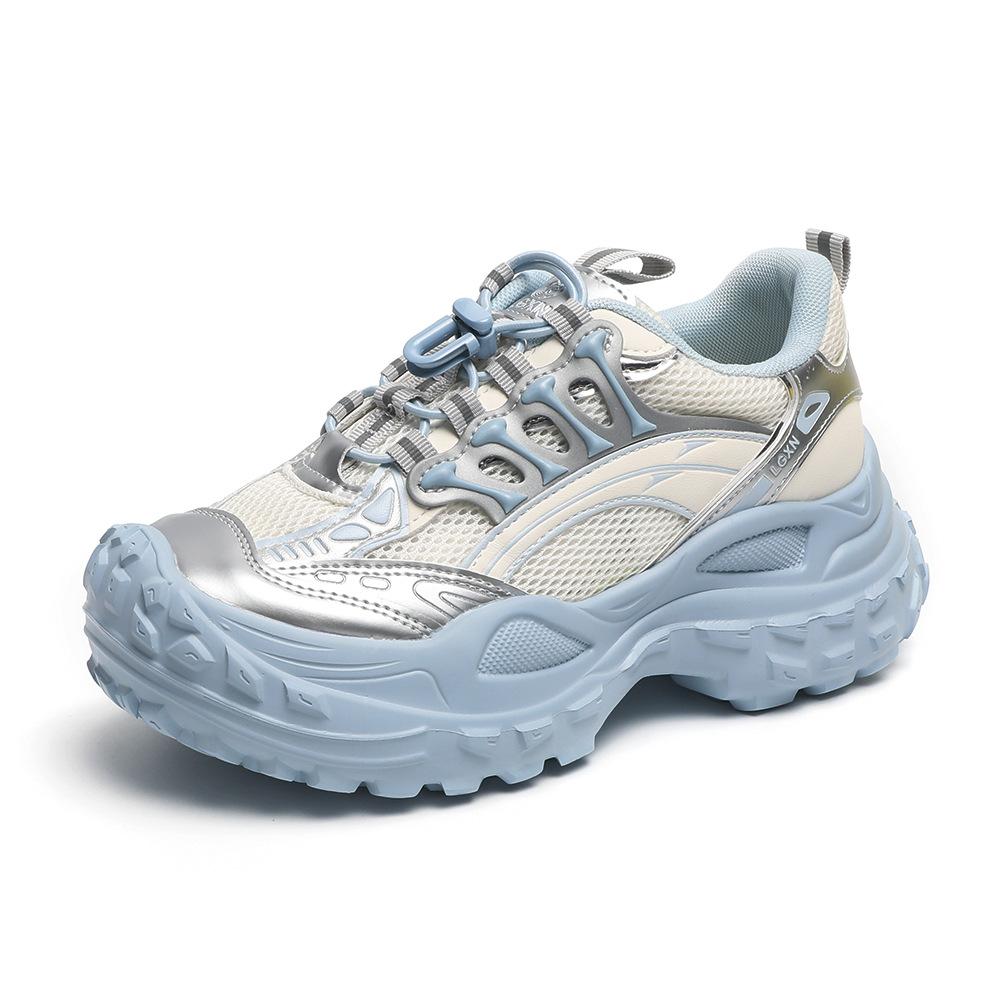 

Fashion Women s Platform Sneakers 2025 Autumn Mesh Breathable Fashion Sport Shoes Comfortable Non Slip Height Increase Vulcanized Shoes 40 синий