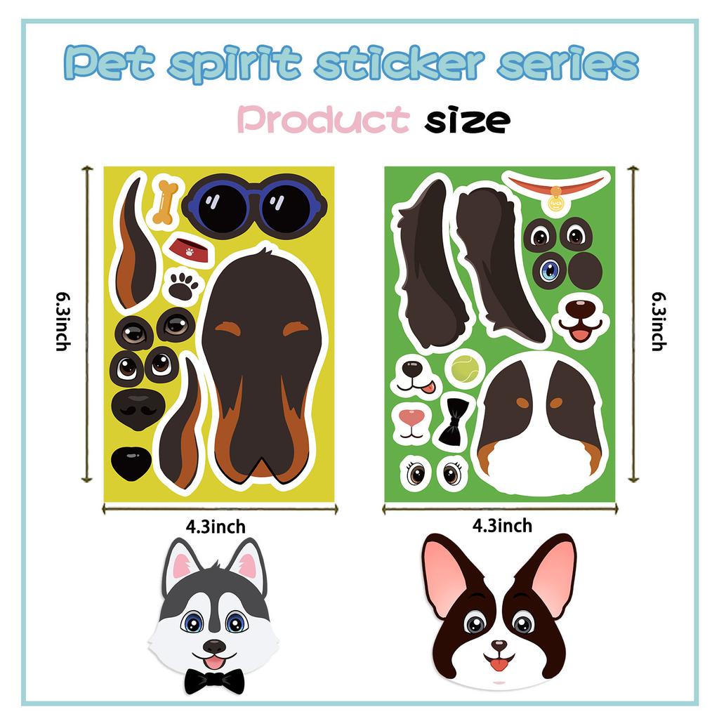 8 Cartoon Fun Dogs Make A Face Collage DIY Decorative Guka Hand Account Mobile Phone Case Notebook