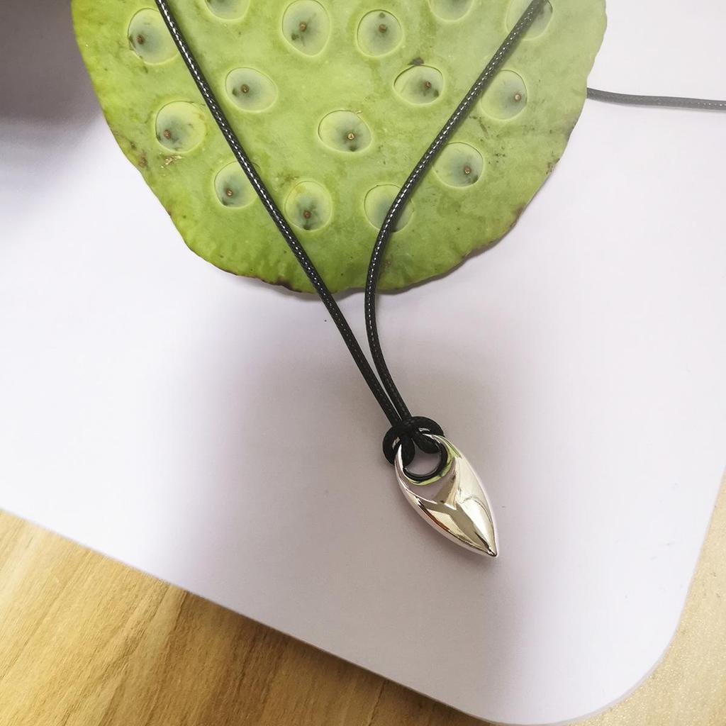 Geometric Silver Black Rope Sweater Chain Necklace for Women, Korean-Style, Long and Versatile