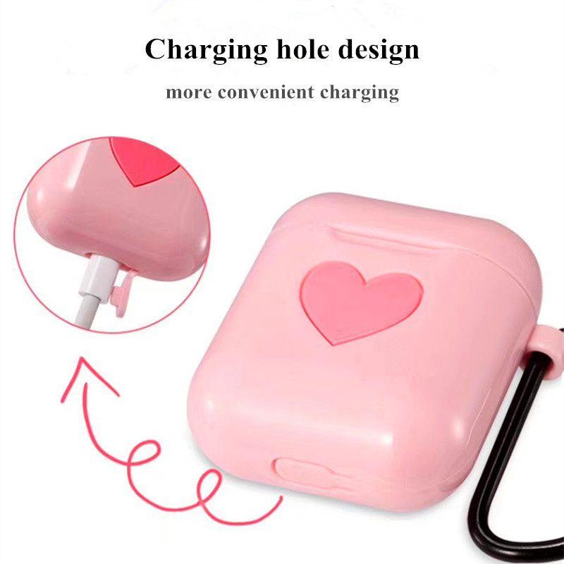 Stylish Love Heart Shock Proof Silicon Case For Airpods With Multi-function Design