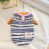 Striped Dog Vest with D-ring, Cute Embroidery Sleeveless Pet Shirt for Small Dogs