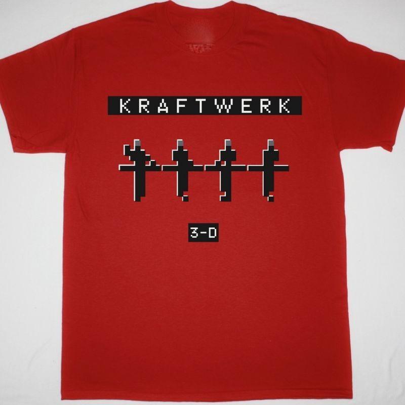 Vtg Kraftwerk Band 3-D The Catalogue T-Shirt Cotton Red Full Size Unisex EL031 Unisex T-Shirt L