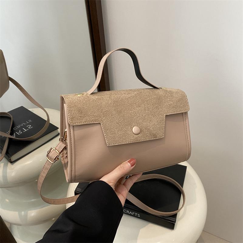 Retro Matte Handbag  New Spring Fashion Solid-color Shoulder Bag  Patchwork Handbag  Textured Crossbody Bag