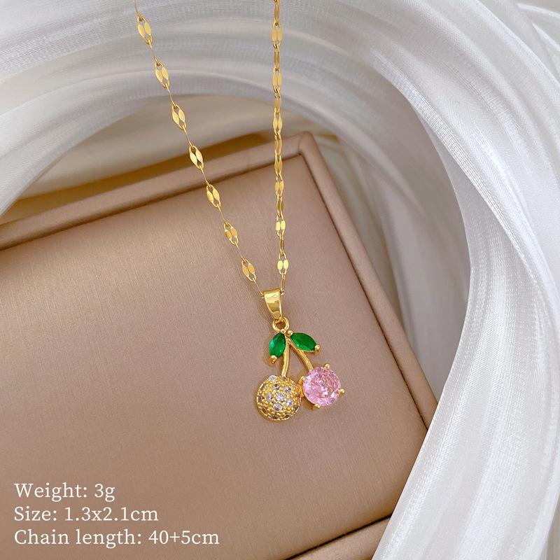 Multi-Element Style Copper Micro-Inlaid Necklace Combination Female Real Gold Electroplated Exquisite Collarbone Chain
