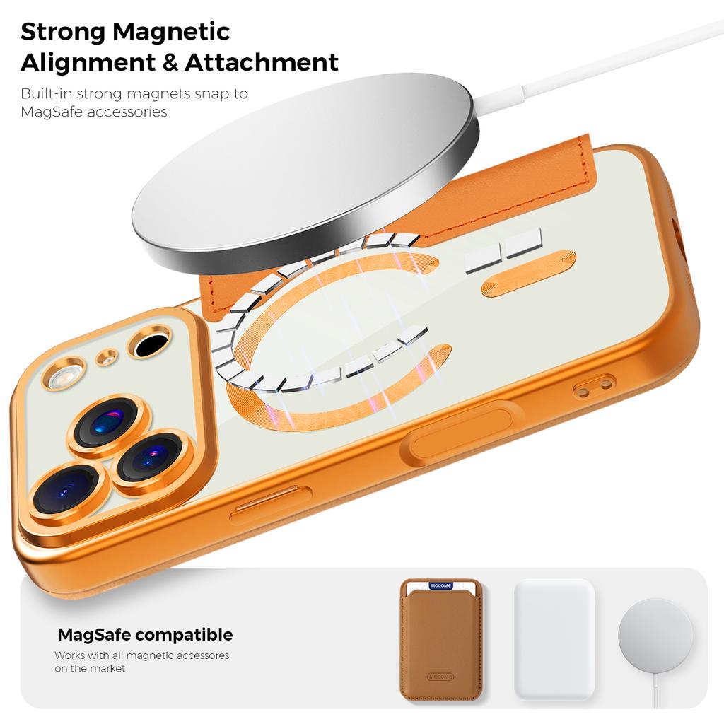 Flip Cover Verchromt Klar Magnetisch Faltbar Leder Geldbörse Hülle Für iPhone17 Air 16 Pro Max Magnetisch 15 14 13 12 11 Pro Steckplatz Kartenhalter Tasche Hülle