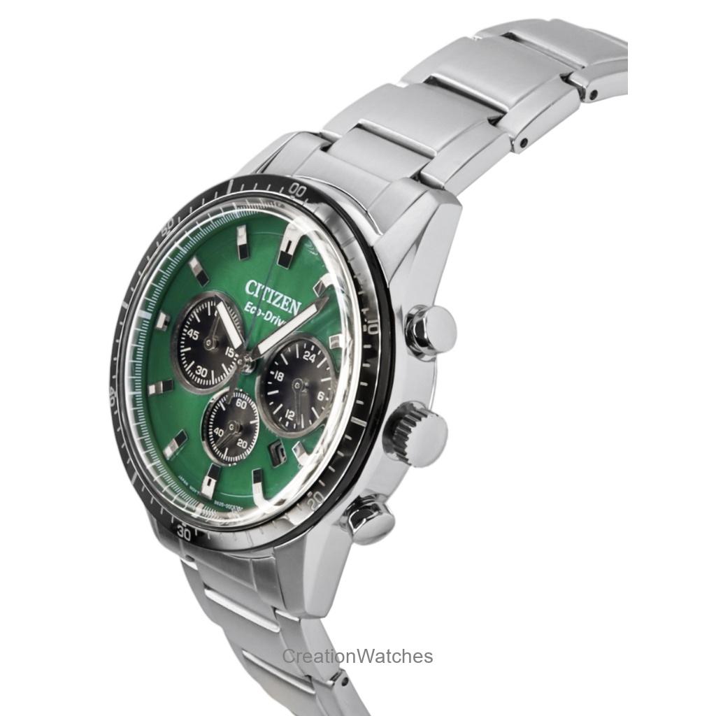 Citizen Eco-Drive Chronograph Stainless Steel Green Dial CA4624-56X 100M Men's Watch