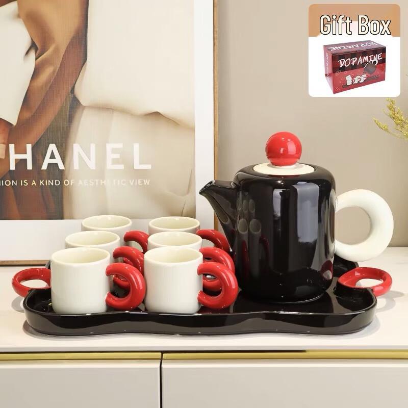 Chaxun Cream Style Ceramic Tea Set with Gold Detailing