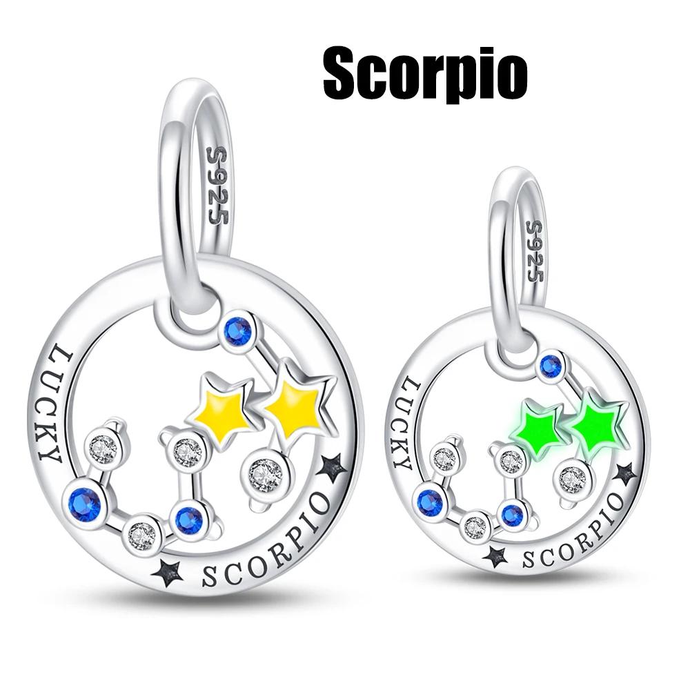 Charms Copper Luminous 12 Constellation Product Series Suitable For Bracelet Do-It-Yourself Women'S Pendant Charms For Jewelry Designing