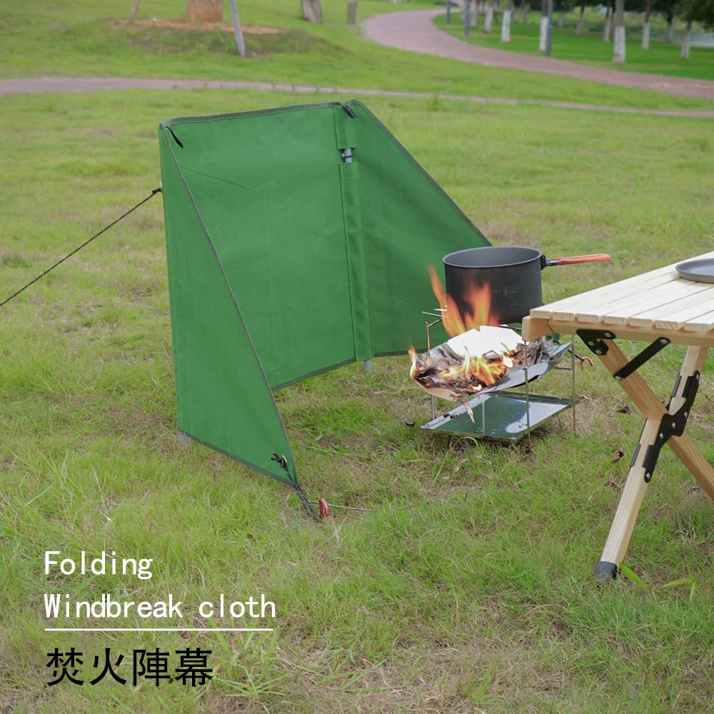 PSKOOK Campfire Windbreak, Lightweight, Flame-Resistant, Compact, for Camping, Stove, Mold Resistant, BBQ Grill, Fire Pit, Windbreak, Privacy Screen,