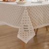Imanqiyun Daisy Print Cotton Linen Tablecloth with Small Dots for Dining Table and Chairs