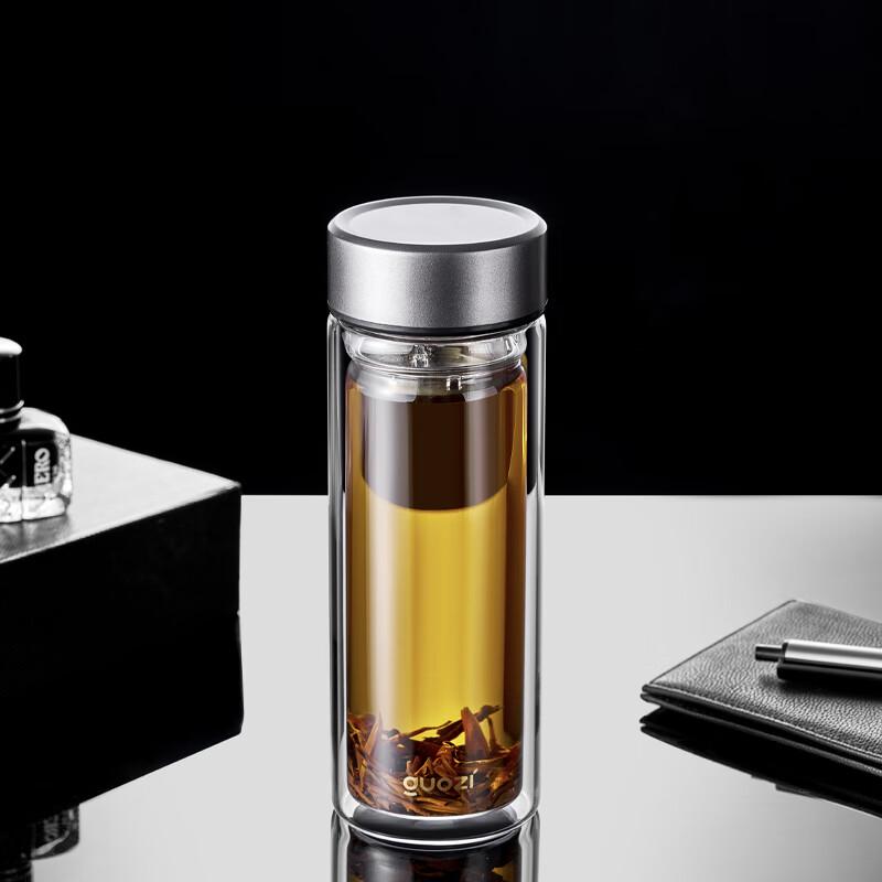 GUOZI Double Wall Glass Tea Infuser Mug
